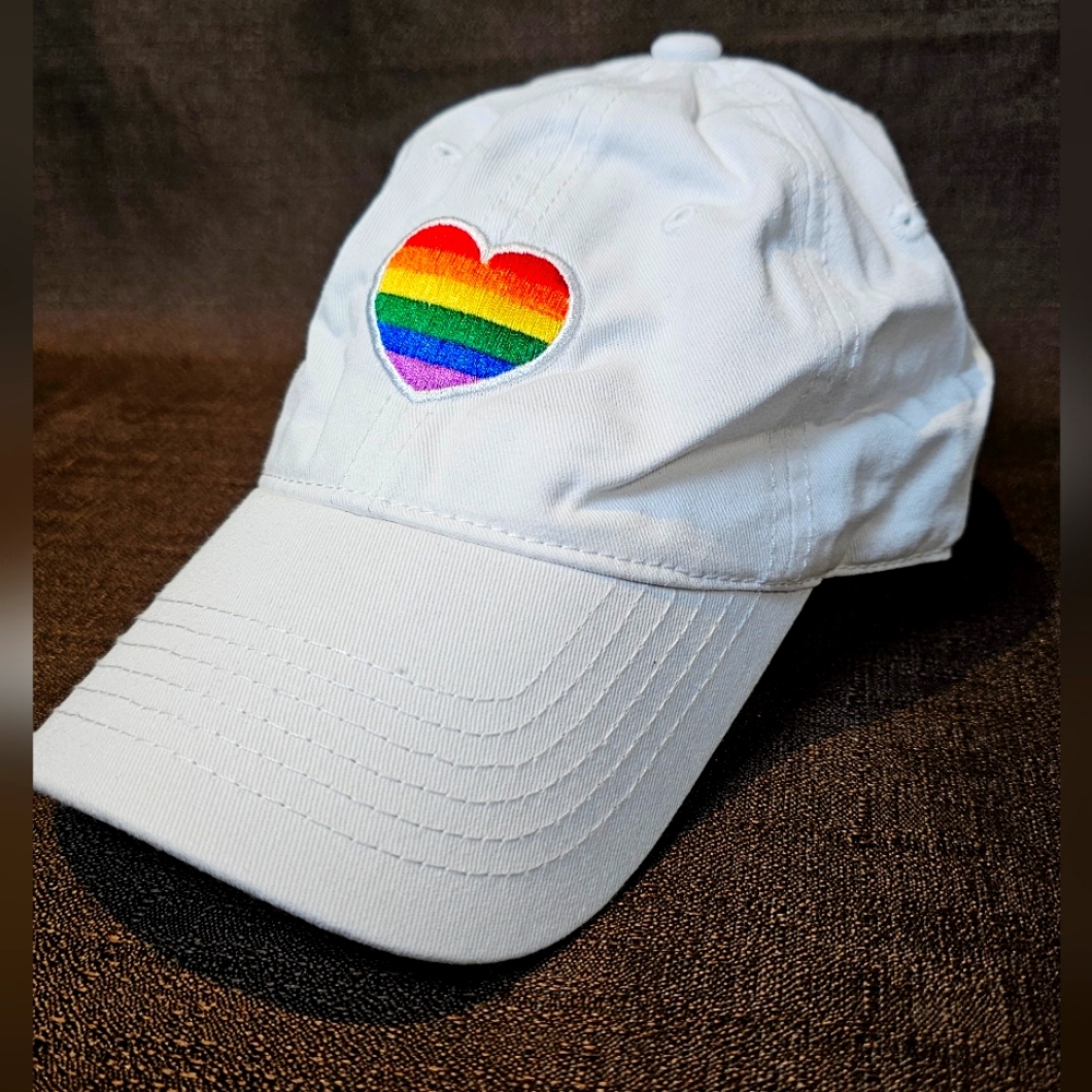 Pride Rainbow Heart Ball Cap - Adjustable